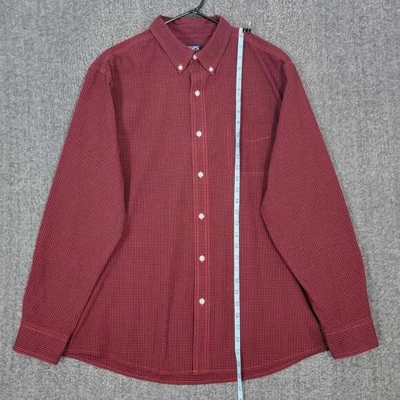 Chaps Shirt Mens XL Red Black Gingham Check Long Sleeve Button Down - Picture 3 of 12